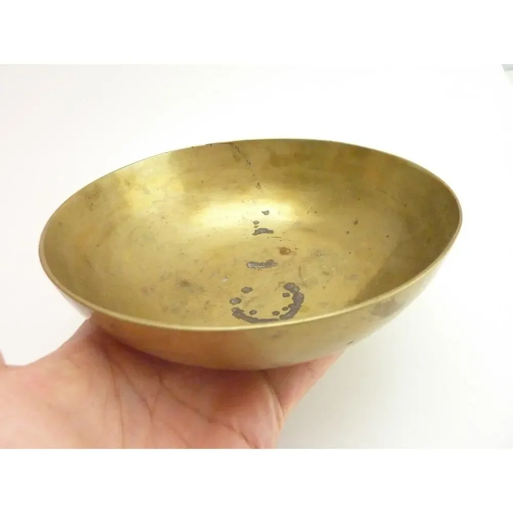 Vintage Brass Bronze Meditation Offering Bowl 7 Inch Altar Ritual Sound Dish